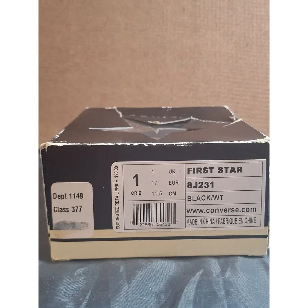 NEW Converse Chuck Taylor All Star Crib Shoes Toddler Infant Black White Sz 1